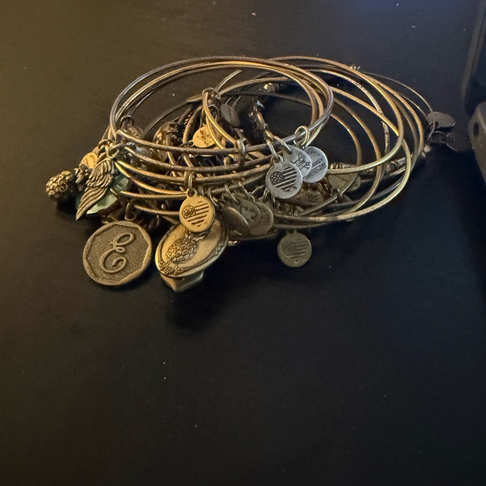 Alex and Ani Gold Charm Bracelets lot of 12